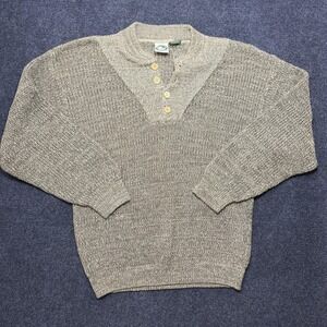 Vintage 90s Appalachian Trail Sweater Mens Large Beige Henley Heavyweight Knit